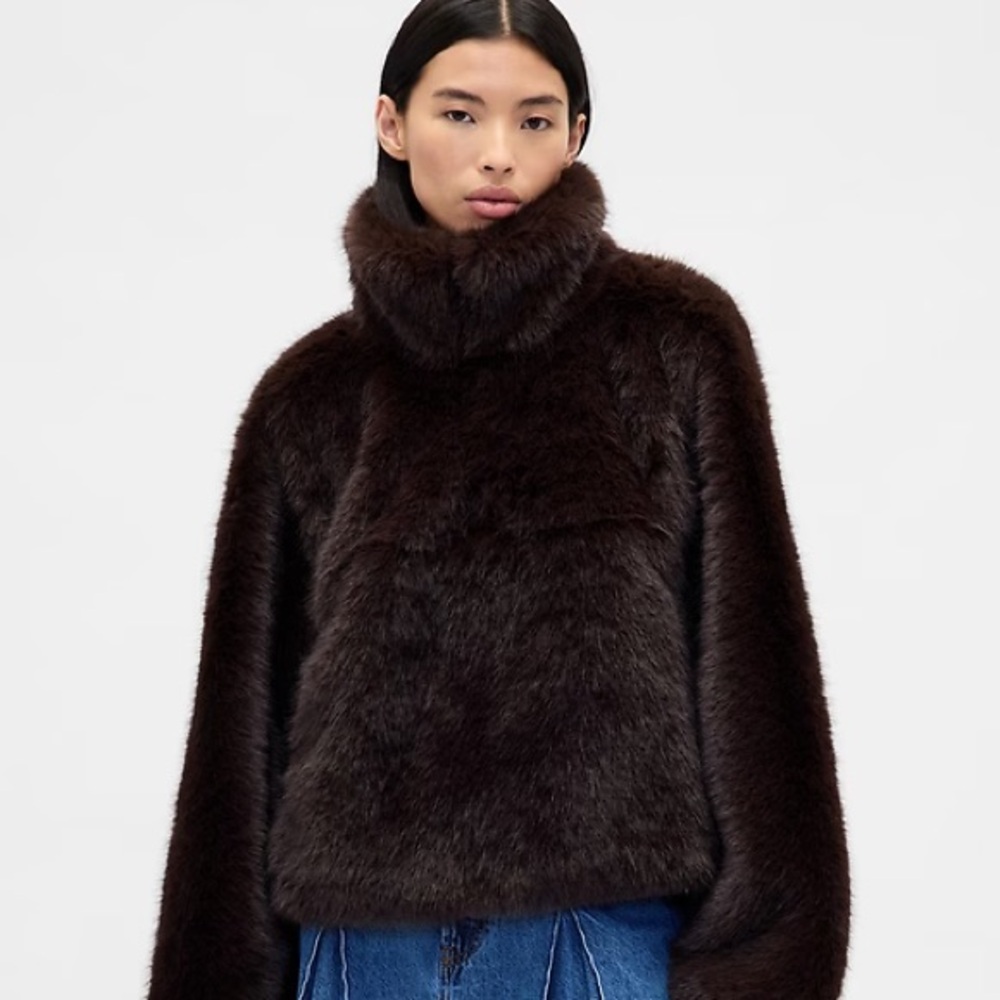 SANDY LIANG x GAP Vegan Fur Half-Zip Pullover NWT